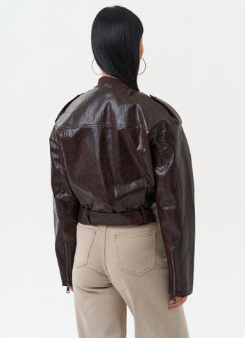 Куртка косуха из эко кожи коричневого цвета