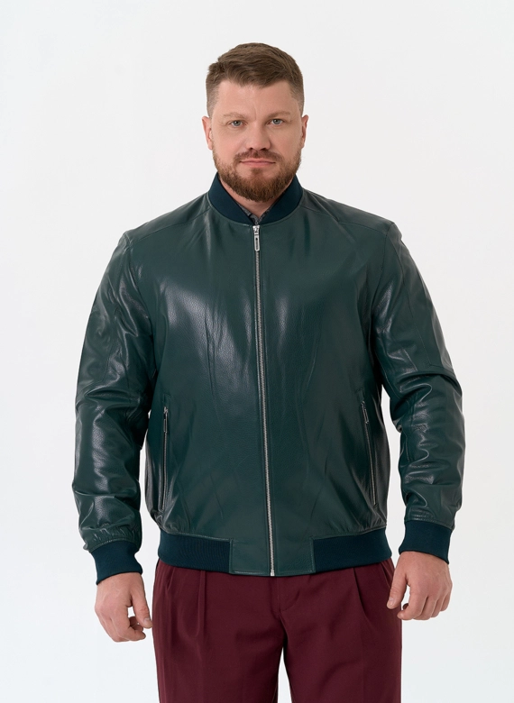 Мужская куртка бомбер из натуральной кожи фото