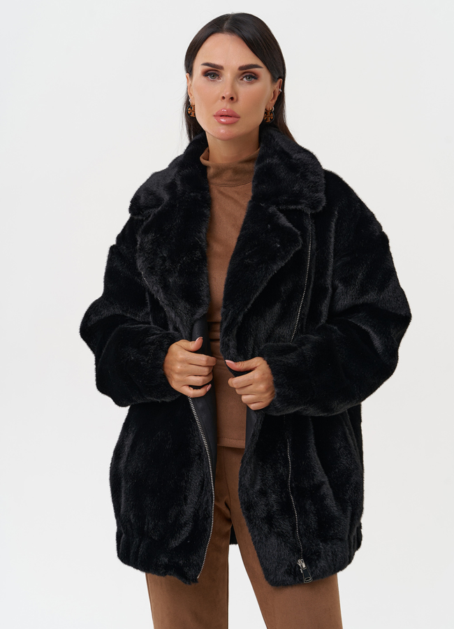 Женская шуба из эко меха со съёмными рукавами модель № 31248 универмаг малина