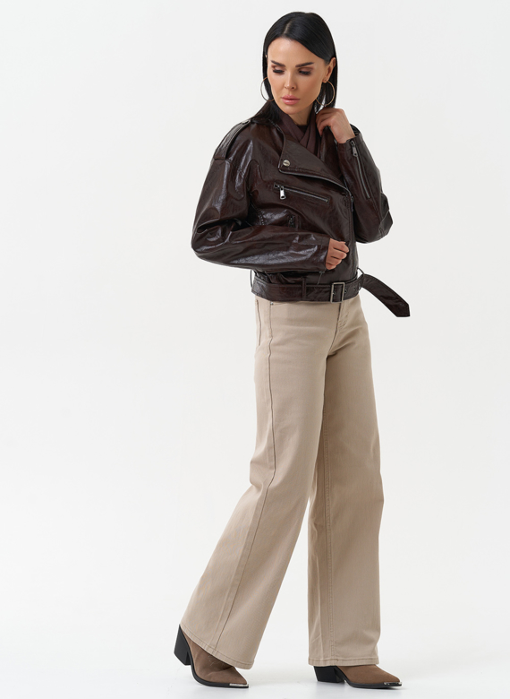 Куртка косуха из эко кожи коричневого цвета