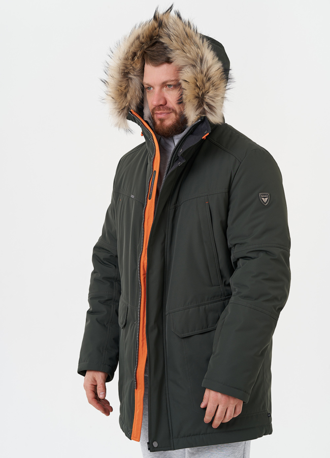 Пуховик с отделкой из меха енота модель № 28275 универмаг малина