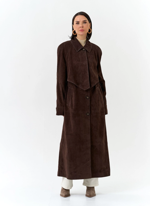 Женский плащ из натуральной замши