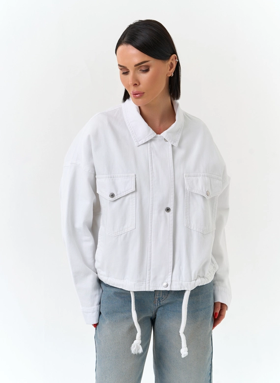 Женская объемная джинсовая куртка 