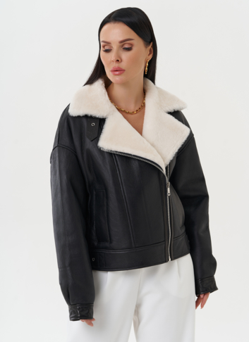 Натуральная дубленка черного цвета