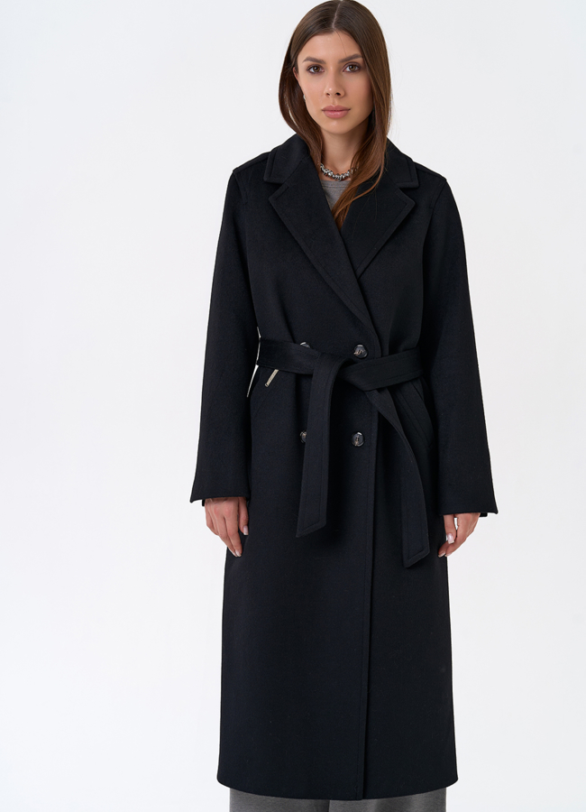 Женское пальто с английским воротником модель № 31335 меха малина