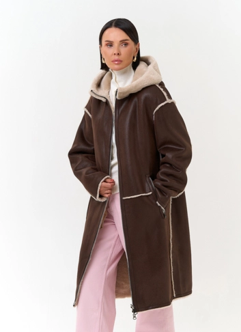 Женская дубленка из эко замши