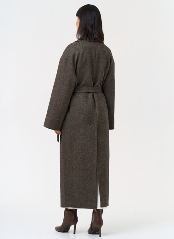 Женское длинное пальто с английским воротником