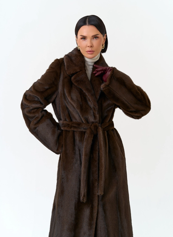 Длинная шуба из эко меха фото