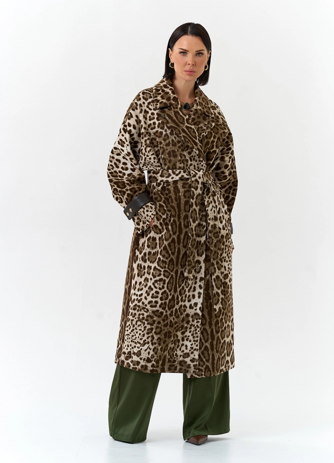 Женское пальто с анималистическим принтом модель № 32555 универмаг малина
