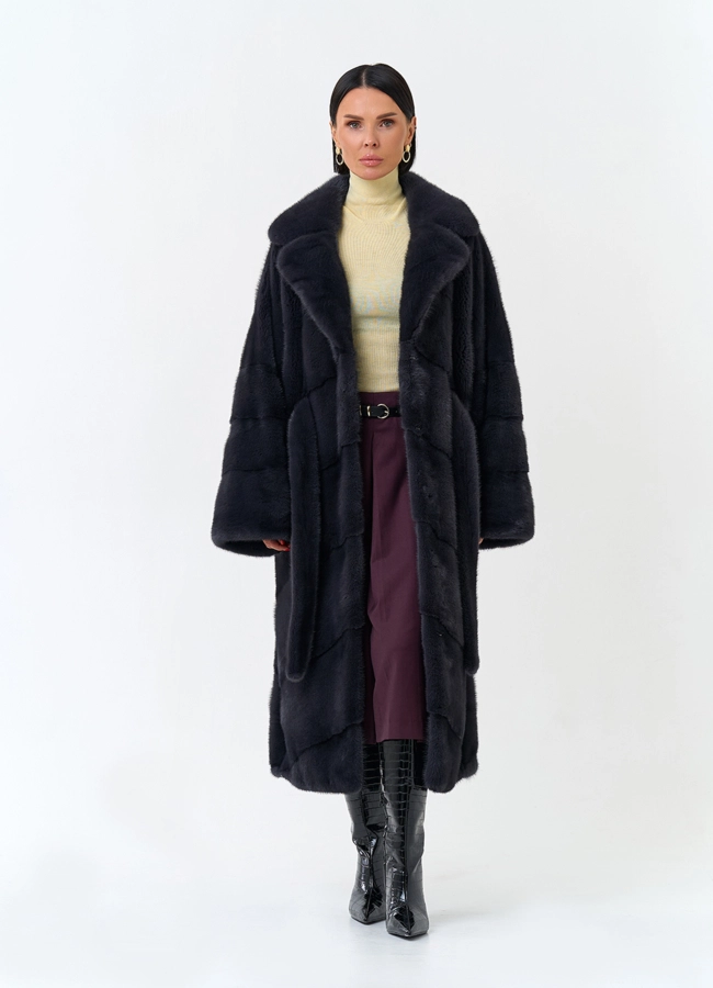 Женская шуба из меха норки с английским воротником модель № 34190 в рассрочку фото