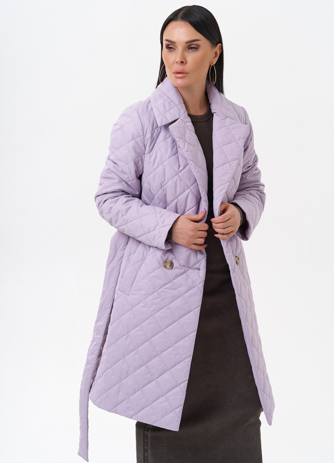Женское стеганое полупальто с поясом модель № 29544 универмаг малина