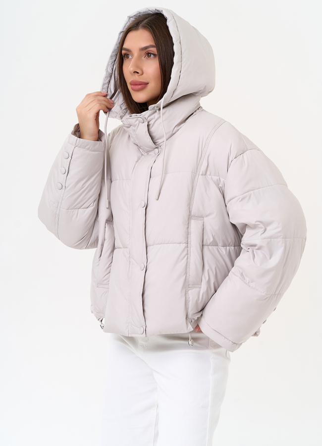 Женский короткий пуховик с капюшоном модель № 31579 универмаг малина