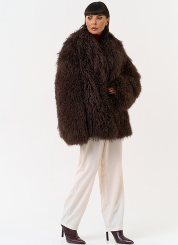 Женская шуба из меха ламы