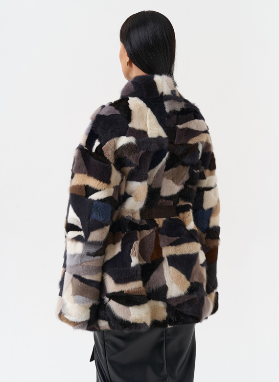 Шуба из меха норки с поясом