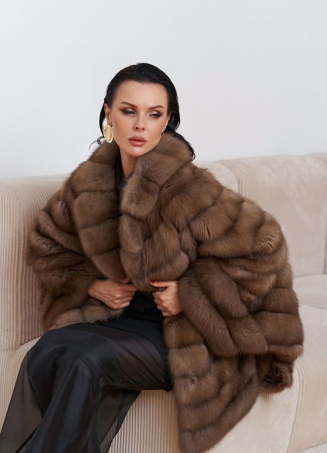 Шуба из куницы оверсайз модель № 24643 универмаг малина