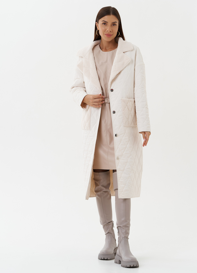 Двустороннее демисезонное пальто с экомехом модель № К28105 в рассрочку