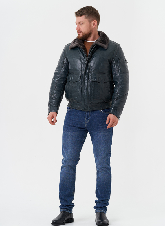 Утепленная куртка из натуральной кожи