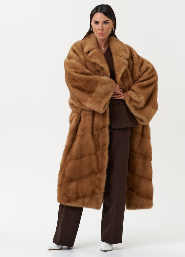 Женская шуба из меха норки с английским воротником модель № 31861 универмаг малина