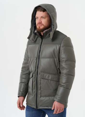 Кожаная куртка с капюшоном