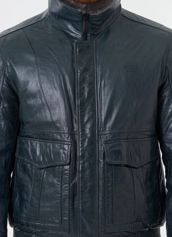 Утепленная куртка из натуральной кожи фото